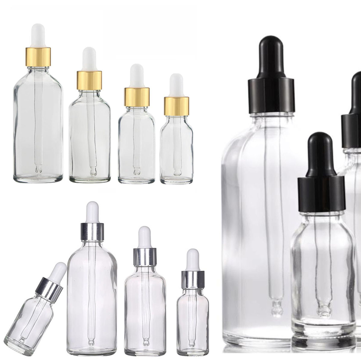 Home Fragrance Jar - 5/10/15/30/50/0ml Clear Glass Dropper Bottle Jars