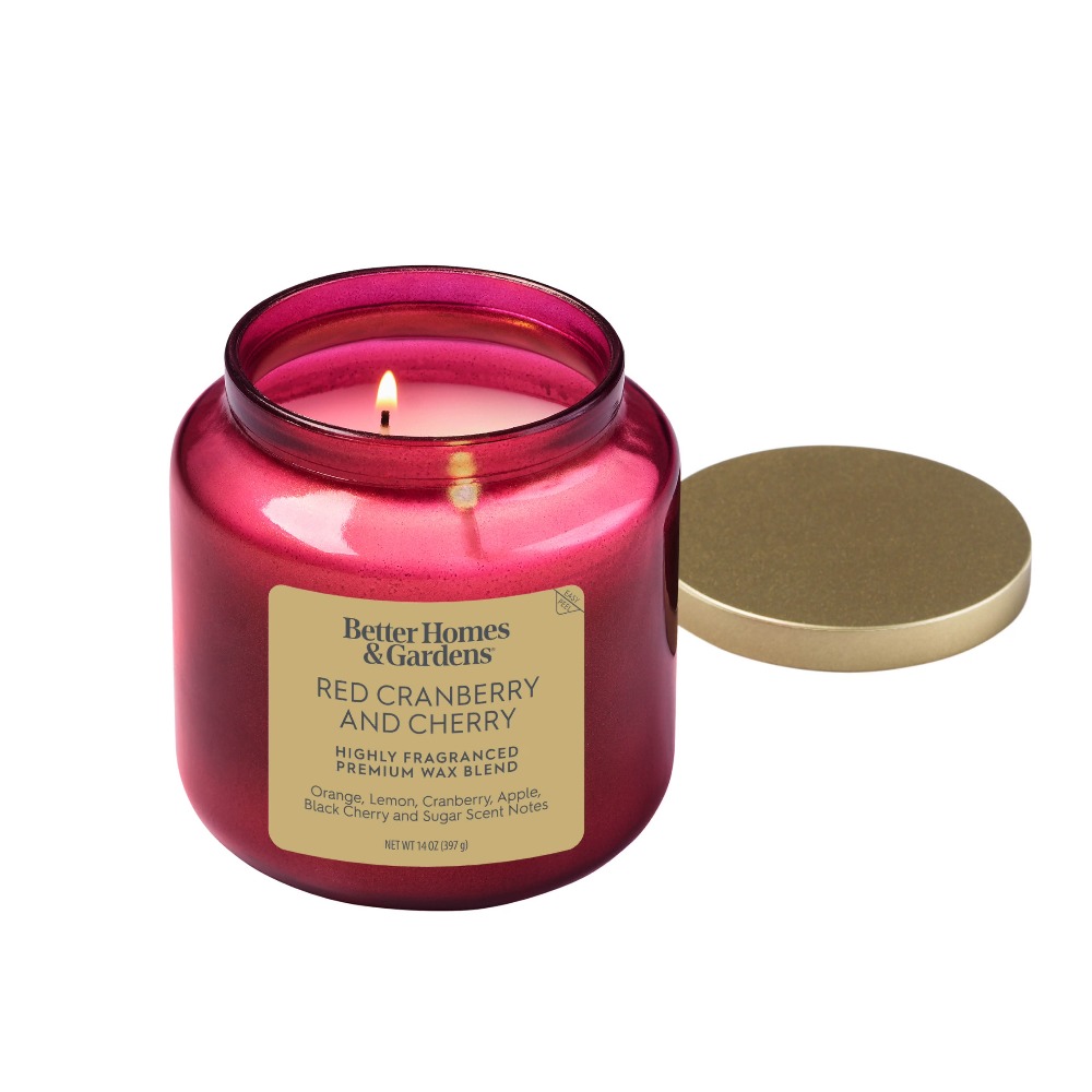 Home Fragrance Usa - Red Glass Jar Candle with Gold