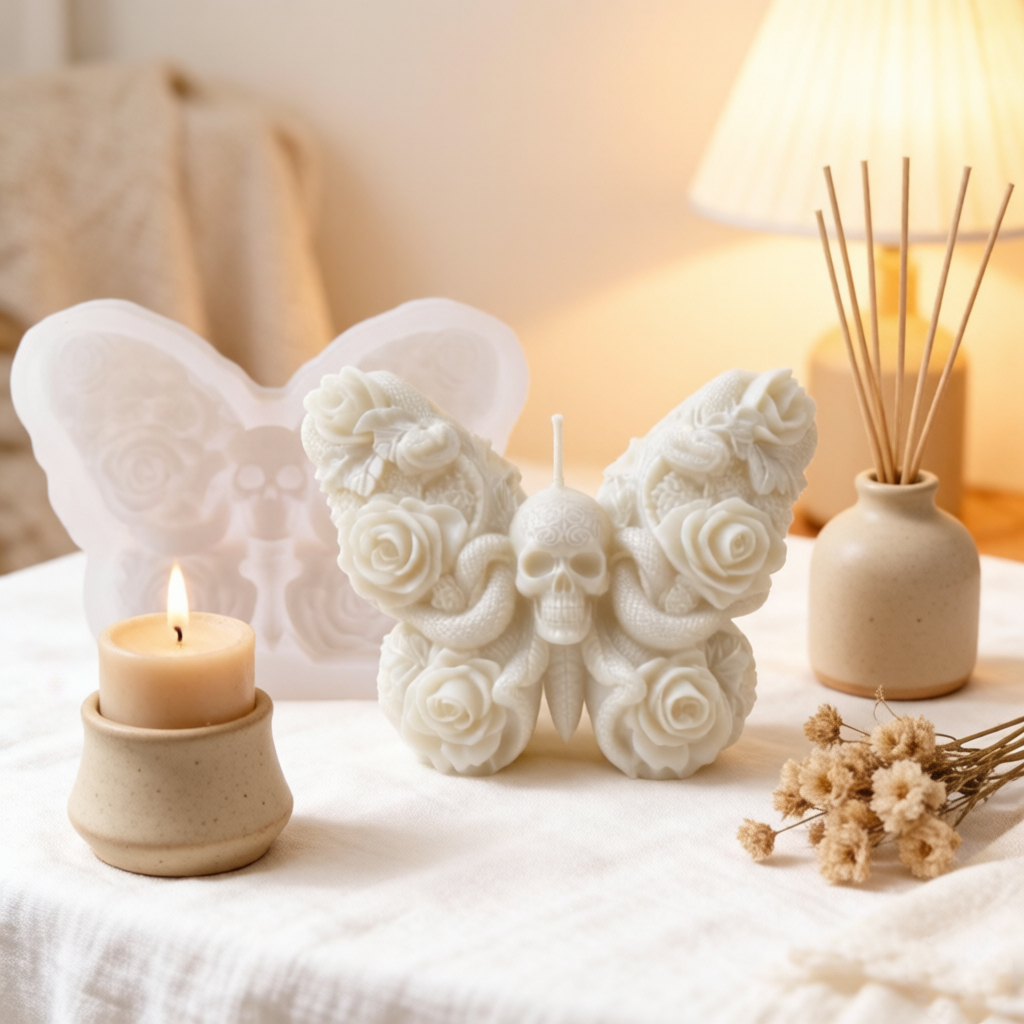 3D Skull Rose Hand Candle Sili - огляд і ціна Home Fragrance Rose